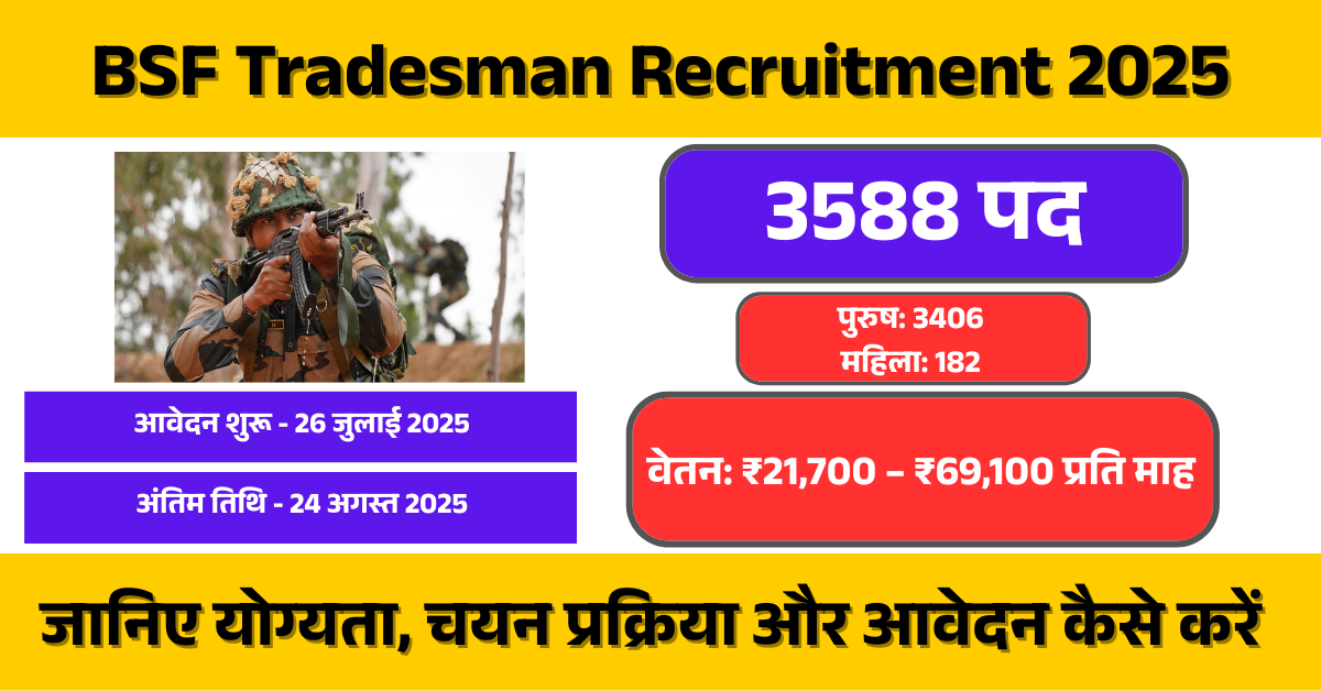 BSF Tradesman Recruitment 2025:  3588 पदों पर सुनहरा मौका!
